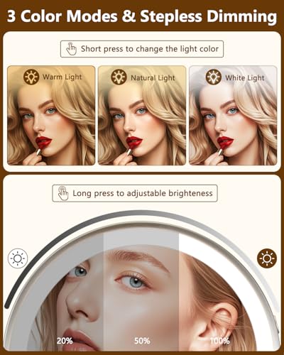 Espejo para maquillaje redondo con luz y aumento 20X miniatura 2