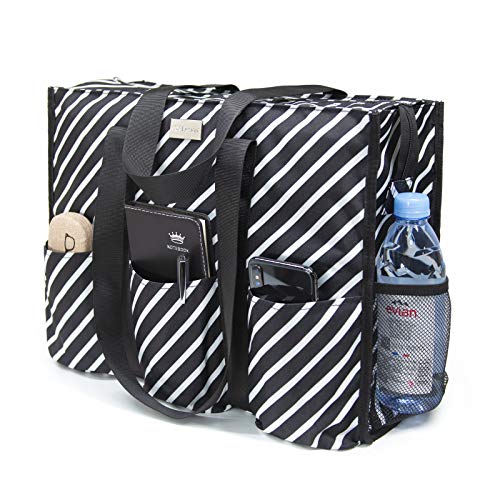 Image of TOPDesign Utility Water Resistant Tote Bag with 13 Pockets, Top Zipper Closure & Thick Bottom Support, for Working Women