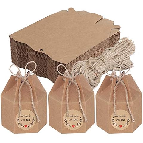 TsunNee 50PCS Kraft Paper Candy Boxes Cover
