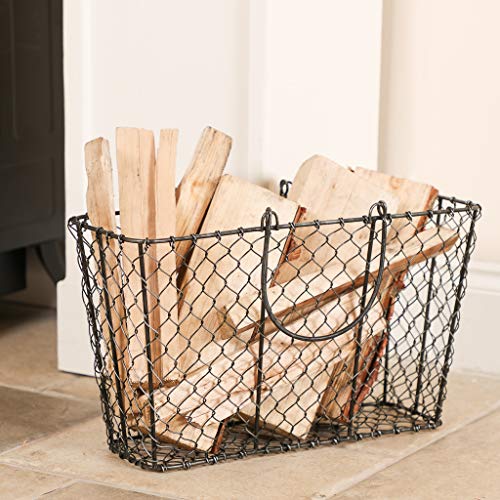 Wood Basket Kindling Bucket Firewood Log Store Holder Hand Woven Wire Recycled Iron Fireside Storage Accessory Wood Basket Kindling Bucket Firewood Log Store Holder Hand Woven Wire Recycled Iron Fireside Storage Accessory