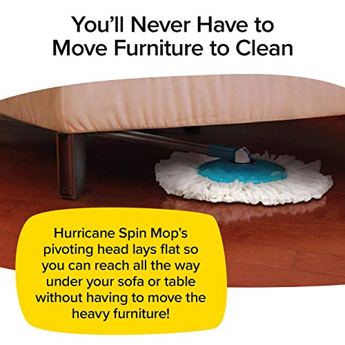 Hurricane Spin Mop As Seen On Tv Mop & Bucket Cleaning System By Bulbhead, Spin Away Germy, Dirty Water - Super-Absorbent Microfiber Mop Head Holds 10X Weight, Reaches Anywhere - Pole Lays Flat #TOP6