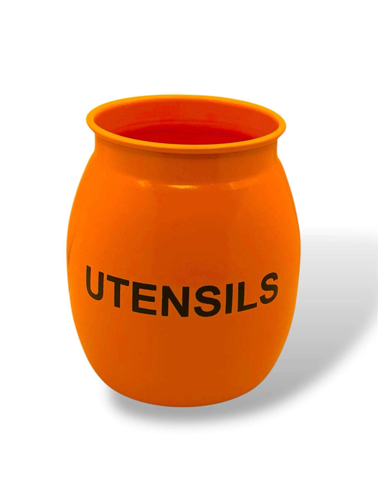 Nobel Orange Barrel Shaped Utensil Holder & Organiser, Sturdy Cutlery Holder Storage Container, Spoon Holder (Orange)