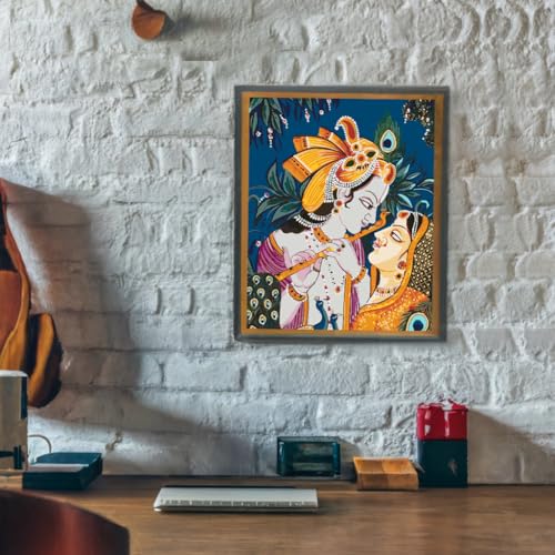Image of Whattacraft! DIY Acrylic Paint by Number Kit for Adults Kids Beginner Number Painting Kit DIY Canvas Painting by Number Wall Decoration DIY Painting Kit for Adults | Krishna Color By Numbers (WAC-39)