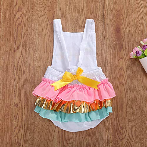 Cute Baby Girl First Birthday Outfit Halter Romper Ice Cream Cake Smash Bodysuit Sunsuit (A-White, 12-18 Months) #TOP3