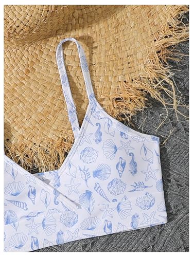 Image of WDIRARA Girl's Floral Print 3 Pieces Beach Bikini Swimsuit with Drawstring Ruched Skirt
