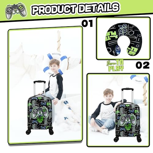 Kid’s Luggage Set 5 Piece Suitcase Set 16’’ Hardside Luggage with Spinner Wheels Girls Boys Carry on Luggage Travel Rolling Luggage Airline Approved4