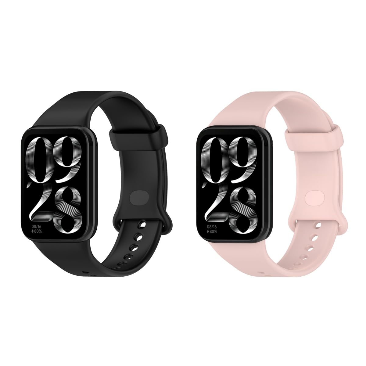 2 Pack Replacement Straps Compatible with Xiaomi Smart Band 9 Pro Strap, Soft Silicone Sports Watch Strap Wristbands for Women Men (Black+Pink)