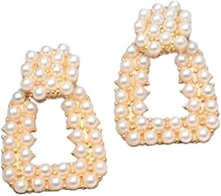 Women Pearl Earrings Geometric Drop Dangle Bridal Wedding Jewelry Gifts