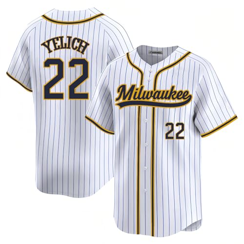 Custom Mens/Women/Youth Milwaukee White Christian Yelich Baseball Stitched T-Shirt for Sports Fan