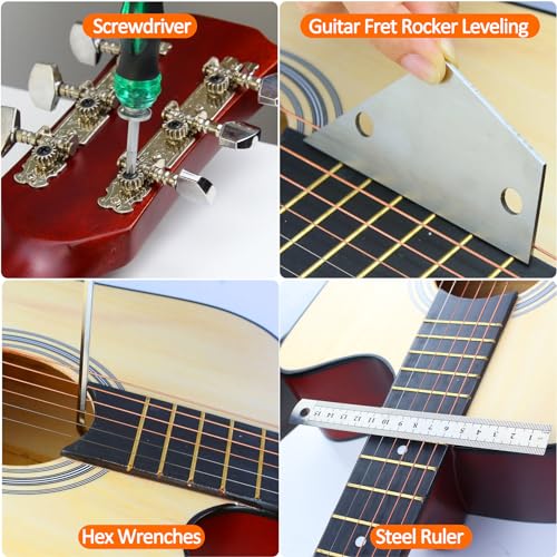 28pcs guitar tool kit guitar accessories gifts for men guitar maintenance kit with carry bag guitar repair kit for acoustic electric guitar ukulele bass banjo timdam guitar setup kit guitar gifts