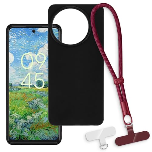 OAGELIM 2-in-1�ی�P�[�X�ƃ��X�g�X�g���b�v TCL 50 Pro Nxtpaper 5G �Ƃ̌݊������� ���O���\�ȃ��j���[�h�t���d�b�J�o�[�A����~�ߕ����h�~�O���b�v�n���h�� (�u���b�N + ���b�h)