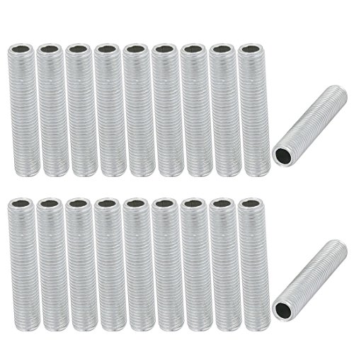 Aexit 20Pcs M8 Lighting fixtures and controls 1mm Pitch Threaded Zinc Plated Pipe Nipple Lamp Parts 40mm Long