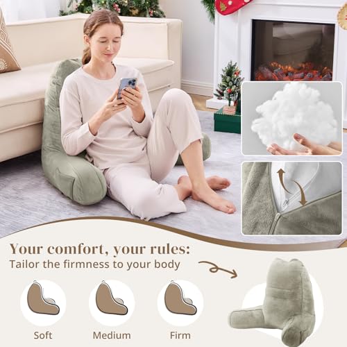 Image of Sasttie Reading Pillow for Bed, Back Pillow for Sitting Up, Linen