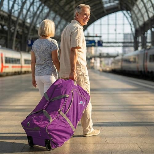 Bago Rolling Duffle Bag with Wheels - 30" 100L Foldable Weekender Bag, Waterproof Travel Duffel Bag, Heavy Duty lightWeight Duffle Bag for Traveling, Rolling Duffel Bag with Wheels (Purple2023) - image 7