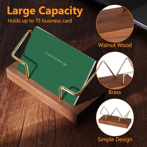 Sibba Business Card Holder Desk Display Stand Post Business Postcard Craft Show Flyer Wall Mount Catalog Case Owner Presentacion Decoration Appointment Reminder Office Organizers (W(Brown)) - Image 3