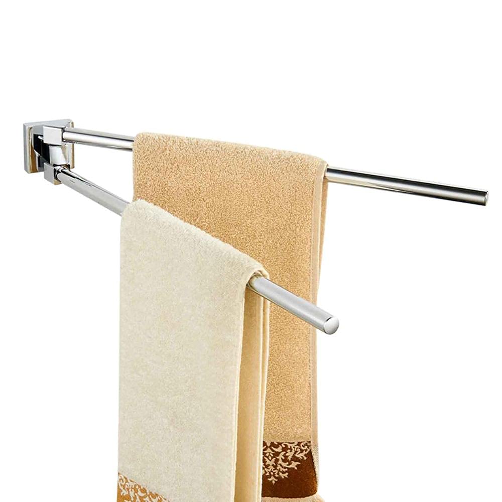 Porte-serviettes en cuivre argenté pliable et rotatif au design mural épuré