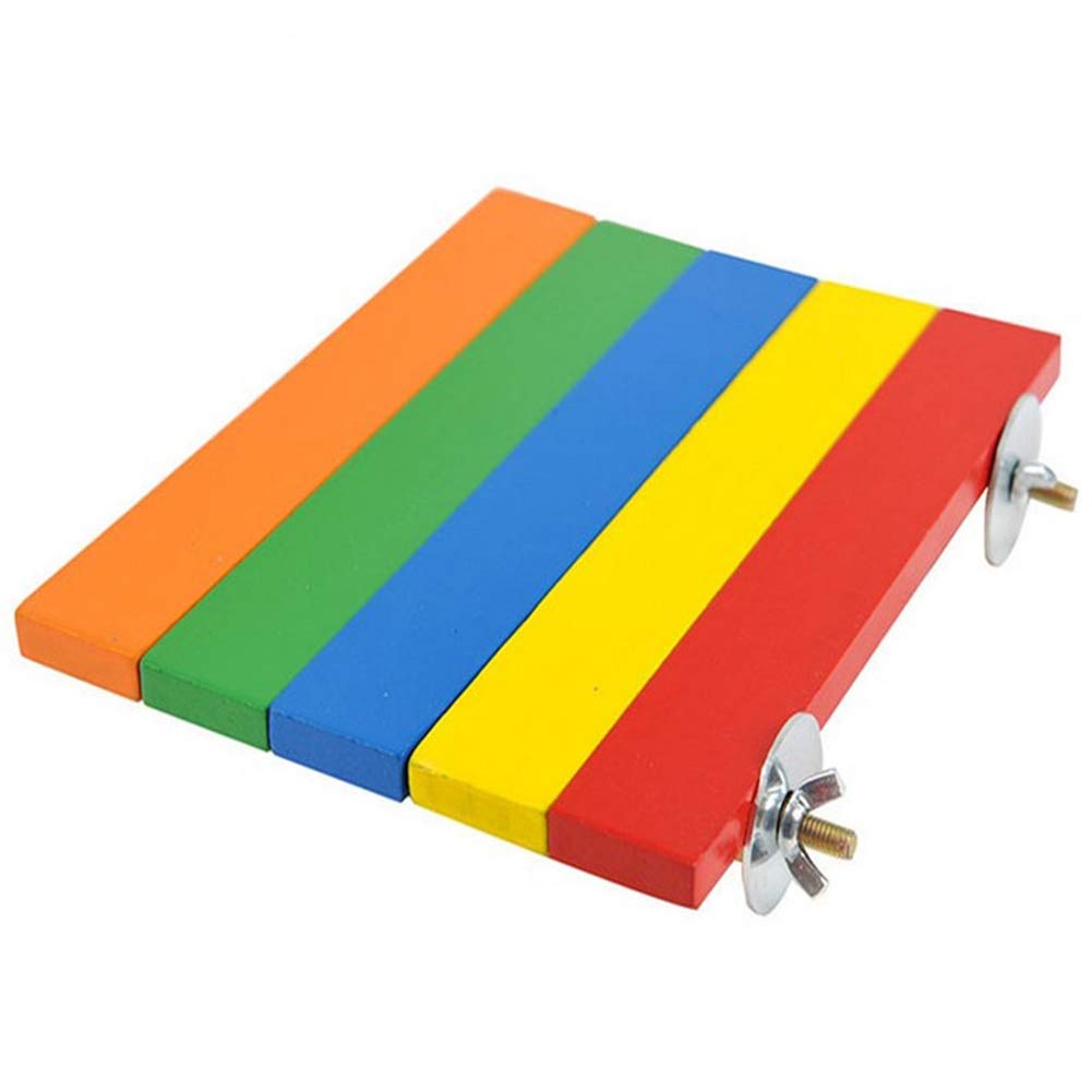 Pet Parrot Bird Cage Perches Rainbow Square Wooden Stand Platform Bird Tree Perches for Parakeet Parrot Budgie Cockatiel Small Animal Gerbil Hamster Rat