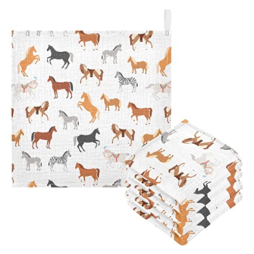 Image of Vvfelixl Baby Washcloths Cotton Animal Print Muslin Washcloths Soft Baby Face Towel for Newborn Infants, 11.8 X 11.8 Inch, 3 Pack
