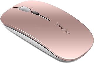 Uiosmuph Q5 Wireless Mouse, 2.4GHz Slim Portable Wireless Mouse for Laptop, Rechargeable Ergonomic Computer Mouse with USB Receiver for Mac PC Notebook Macbook Chromebook, Rose Gold