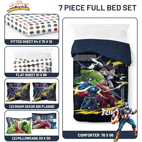Image of Marvel Rivals Full Size Comforter Set 7 Piece Superhero Bedding, Multi