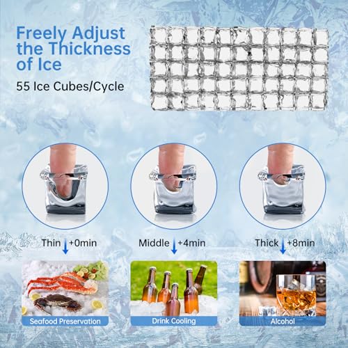 Image of 200LBS Undercounter Commercial Ice Maker, Under Counter Built-in Freestanding Commercial Ice Machine, Adjustable Ice Maker, Dual Water Ice Machine - for Bar, Restaurant, Cafe, Hotel