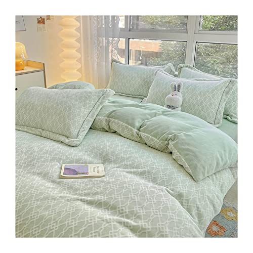 Funda nórdica Queen Funda de edredón de Terciopelo de Doble Cara Funda de Cama de Terciopelo Coral Decoración de Dormitorio Juego de 4 Piezas de Terciopelo de Vaca (Color: B-2, Tamaño: Sábana de 2,0