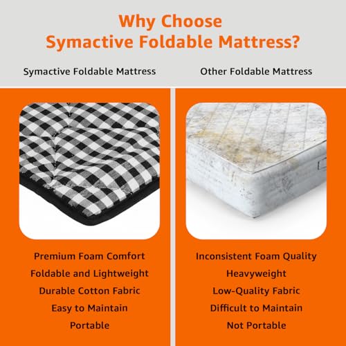Image of Amazon Brand - Symactive 4x6 Ft Foldable Mattress | 10 MM Thickness | 100% Polyester | Lightweight & Portable | for Floor, Travel, Outdoor, Camping | Single|
