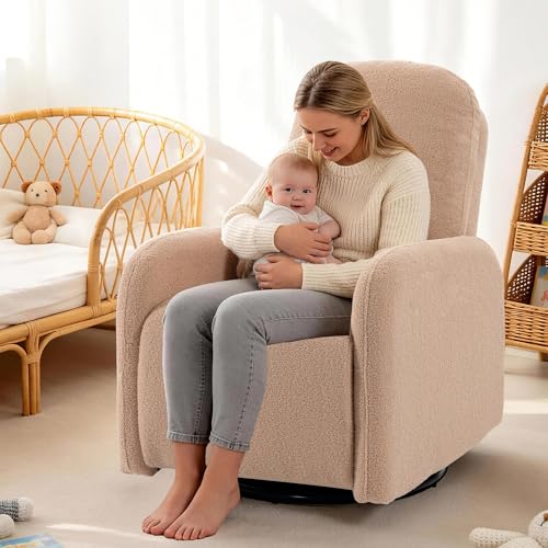Image of Power Swivel Rocker Recliner Chair, Lady Size Recliner, Nude Apricot
