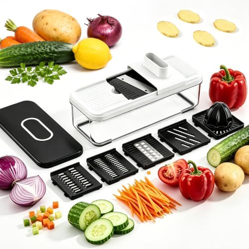 Solucky Mandoline Vegetable Slicer, 7-in-1 Multi-Purpose Food Cho...