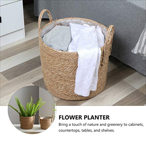HEMOTON Cesto de plantas com palha de vime, vaso de flores decorativo, vaso de flores, vasos de plan