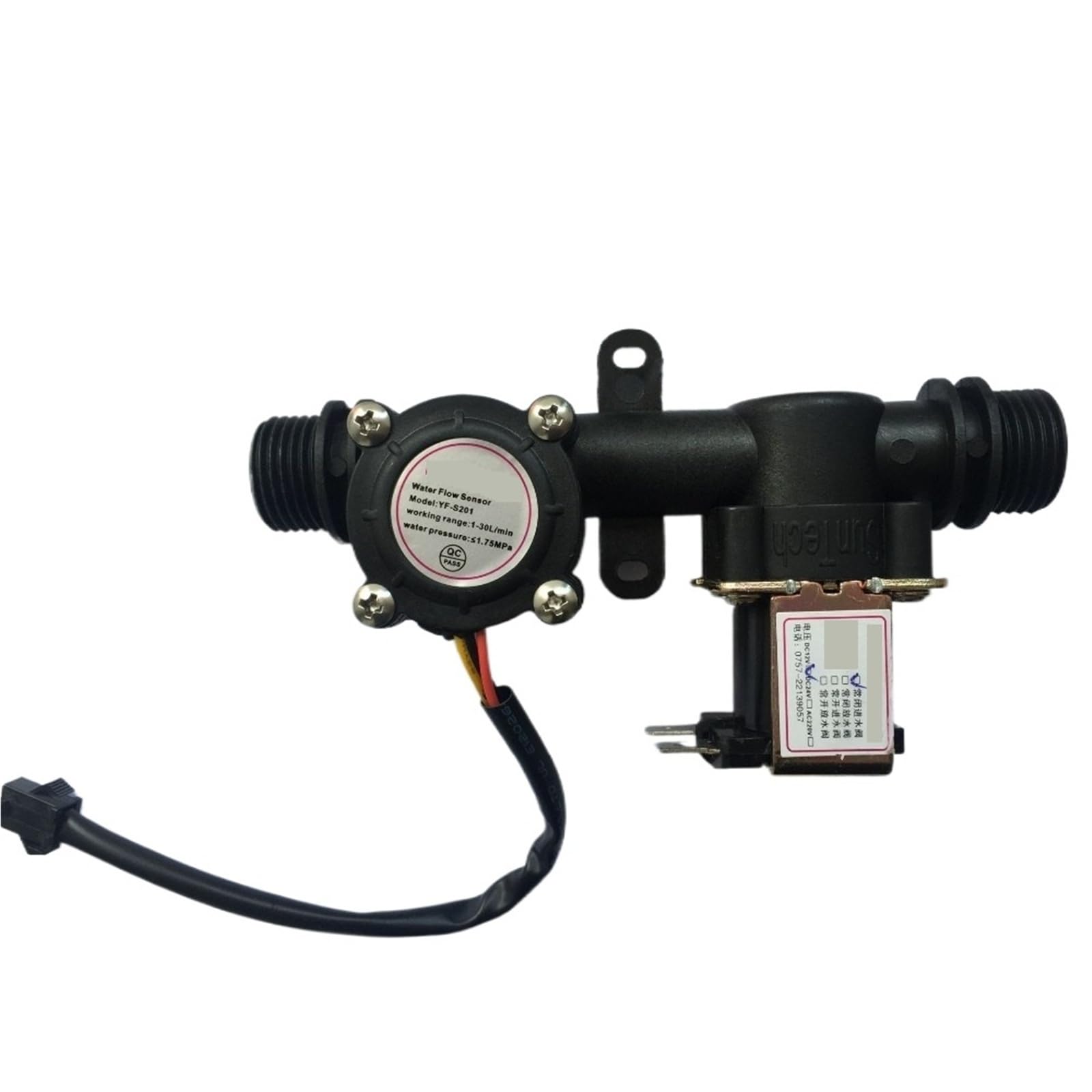 Owytmabq One Color G1/2 Water Flow Sensor + Solenoid Valve, Plastic One 1-30L/Min