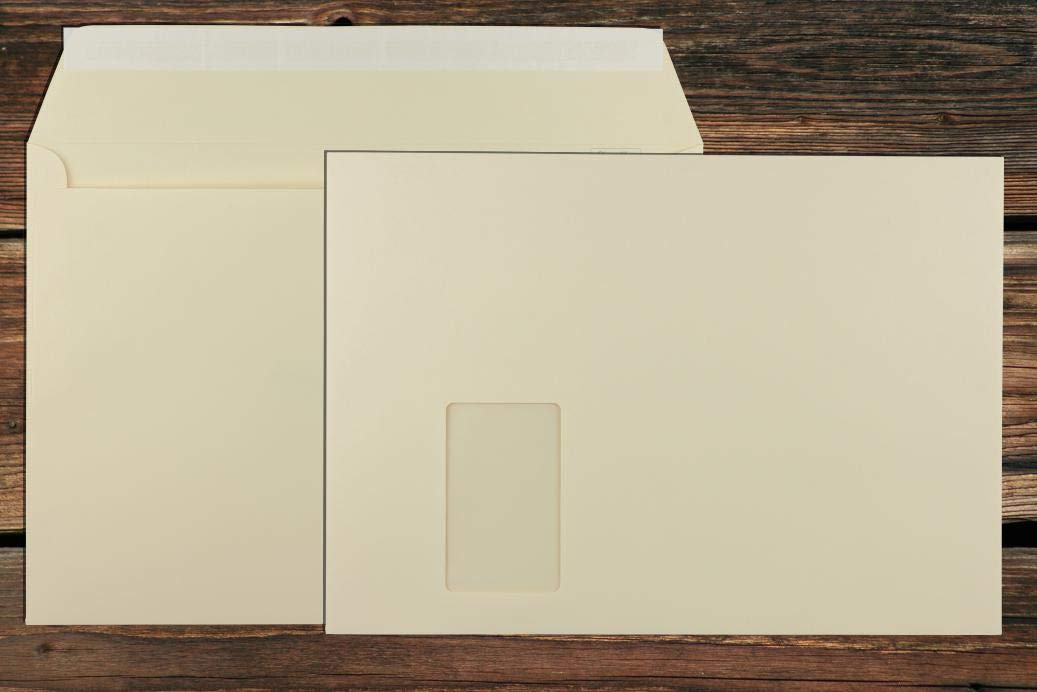 Elco Color Briefumschläge mit Fenster/hell - chamois / 229 x 324 mm (C4) / mit Abziehstreifen/Versandtasche/haftklebend / 250 Stück