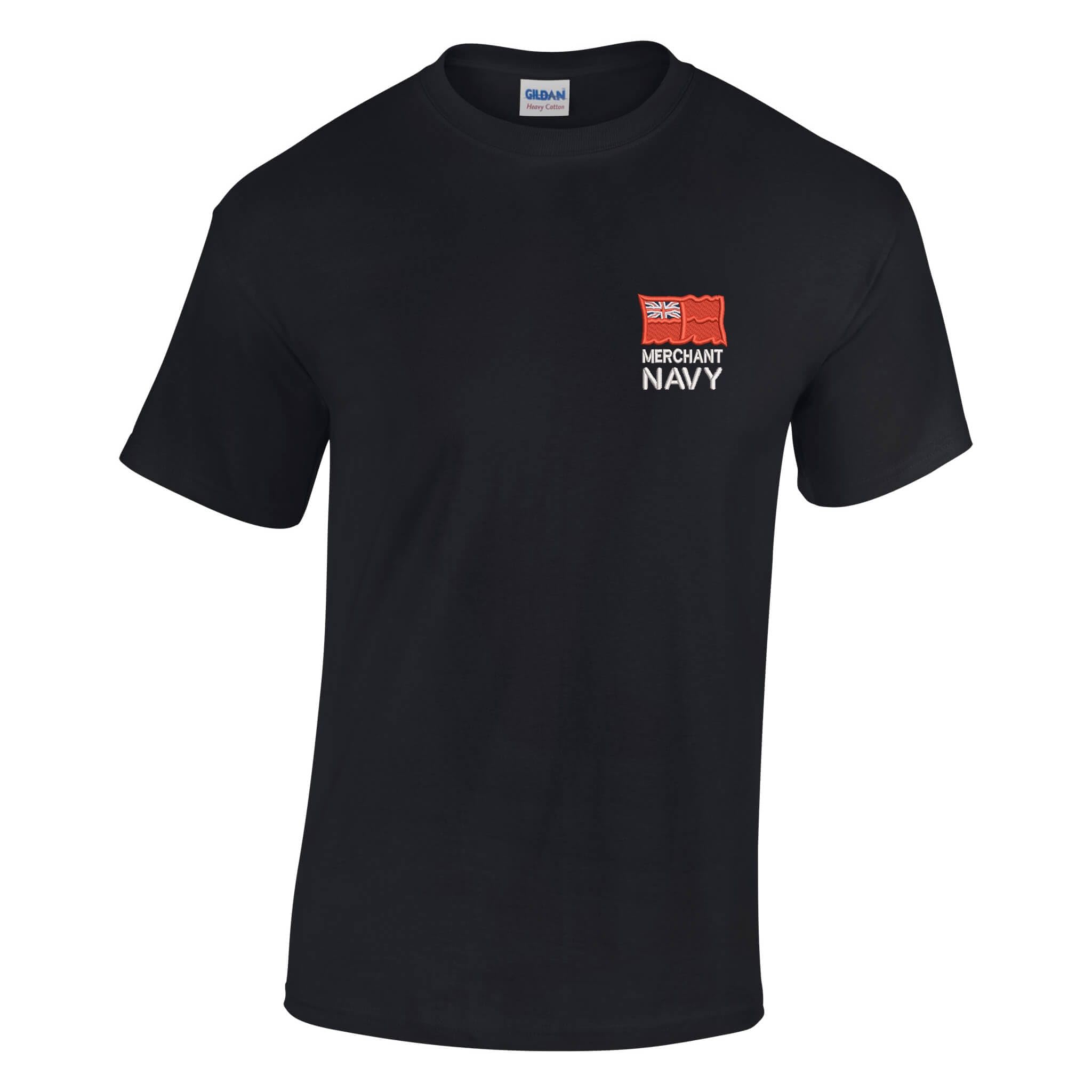 The Military Store Men's Black Merchant Navy Embroidered T-Shirt, 5X Large