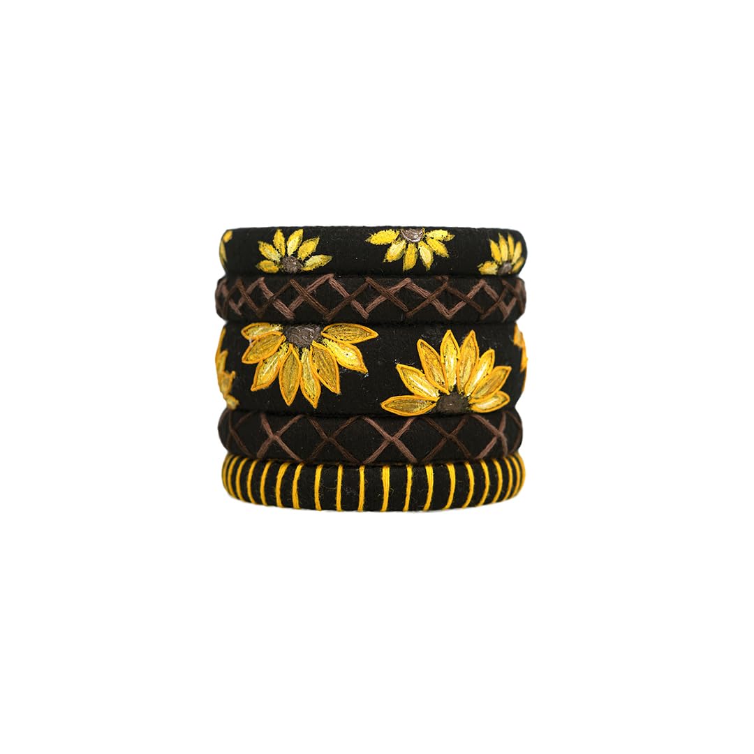 Taasha Craft Varda hand-painted sunflower yellow handmade Bangle Set for Women & Girls Size 2.8 Set of (5 Bangles) (B0D9BTLHNY) Amazon Price History, Amazon Price Tracker