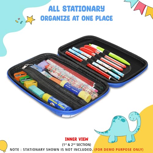 Image of Stylbase Pencil Box Suitcase for Boys & Girls | Hard School Pencil Case Geometry Box with Password Lock & Handle | Pencil Pouch for School Supplies Kids (Blue)