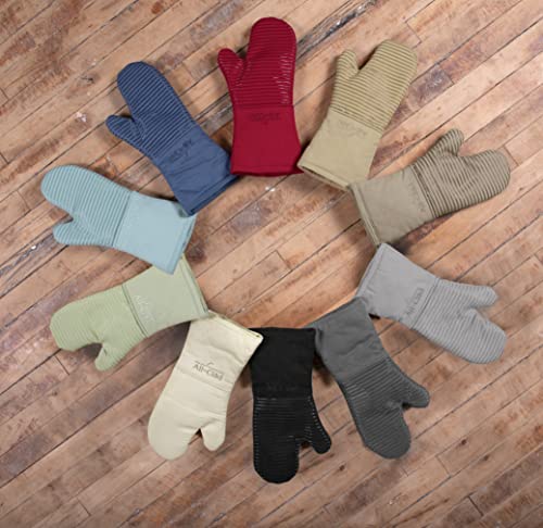 Extra Long Silicone Oven Mitts Heat Resistant 500 Degrees, 2 Pack, 14"X7" Cornflower, All-Clad Kitchen Textiles #TOP5