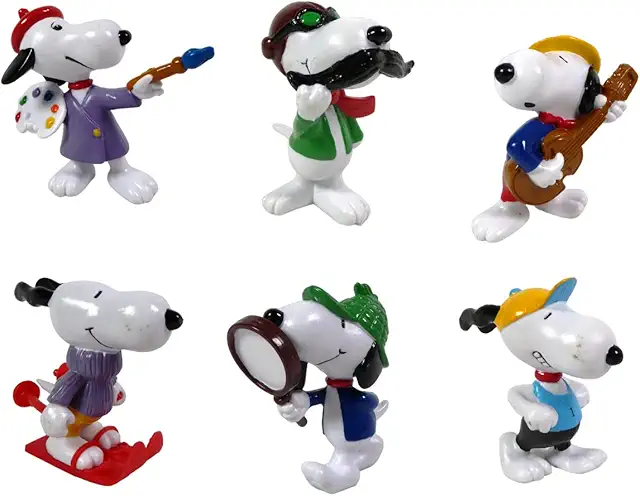 Figuritas Snoopy - Lote de 6 personajes coleccionables de 6cm