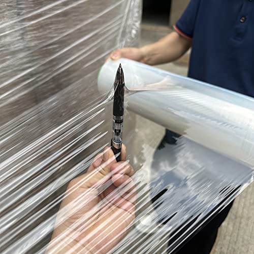 Image of 2-Pack Clear Stretch Wrap 18 inch x 1000 Feet 80 Gauge Industrial Strength with Plastic Handle, Plastic Pallet Supplies Durable Self-Adhering for Packing, Moving, Heavy Duty Shrink Film Rolls