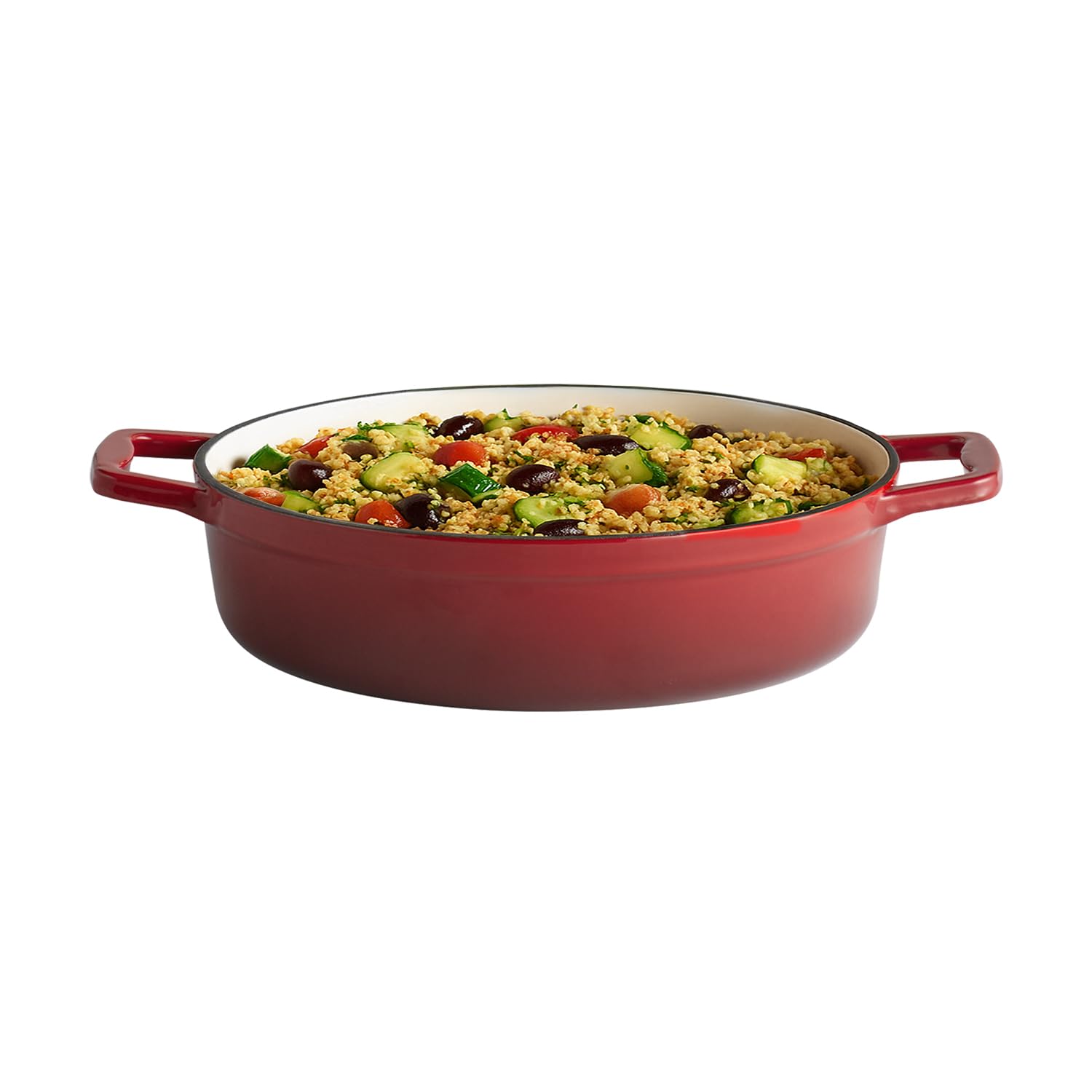 APS 88304 Cazuela con tapa "5 STARS", hierro fundido, apta para inducción, refractaria, incl. soporte para tapa, Ø 28 cm, 3 litros, rojo