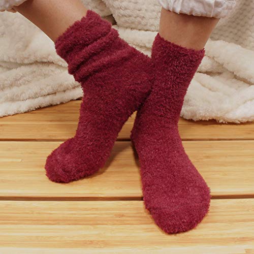 Image of BambooMN Women's Super Soft and Cozy Feather Light Fuzzy Socks - Multiple Color Options - Two Sizes - Value Packs