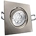 Produktbild trendlights24 Carree LED Decken Einbaustrahler 10er Set 7W dimmbar 38° 230V GU10 eckig Edelstahl Optik gebürstet - Warmweiß - Einbauleuchte schwenkbar