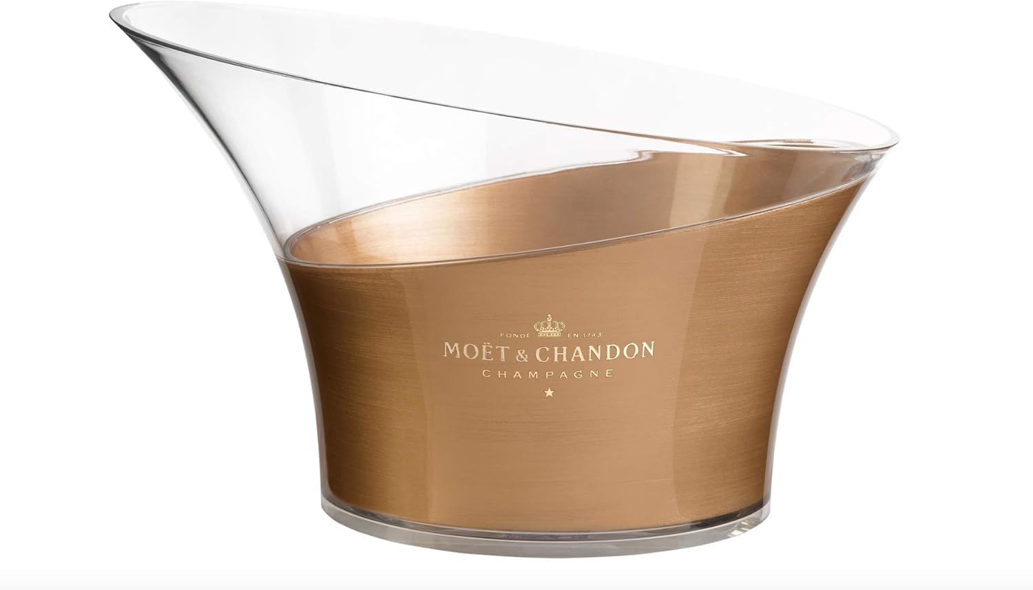 Moët & Chandon Champagne Ice Bucket Bottle Cooler Prestige Vasque Gold Transparent Ice Container for up to 6 x 0.75 l or 2 x 1.5 l Magnum Champagne Bottles