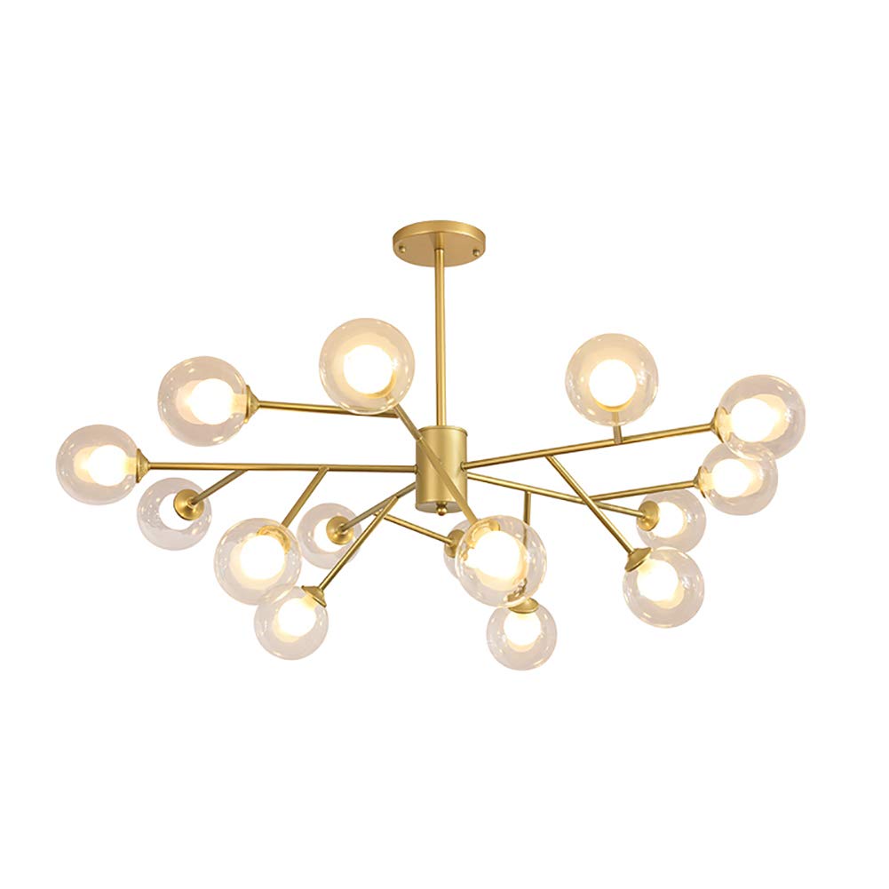 CSXSXAUO Sputnik Chandelier,Creativity Ball in Lampshade Hanging Lamp Mid Century Chandelier Modern Industrial Ceiling Light Fixture Bronze Finish Pendant Golden 15 Lights Vision