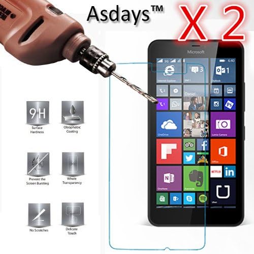 Microsoft Nokia Lumia 535 Screen Protector,Axdays Microsoft Nokia Lumia 535,(2in1-Pack) Tempered Glass Screen Protector Perfect Fit for Microsoft Nokia Lumia 535