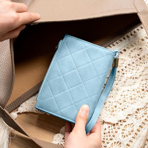 Small Wallet for Women Leather RFID Blocking Trifold Compact Card Holder Wallets with Dual Zipper Coin Pocket3