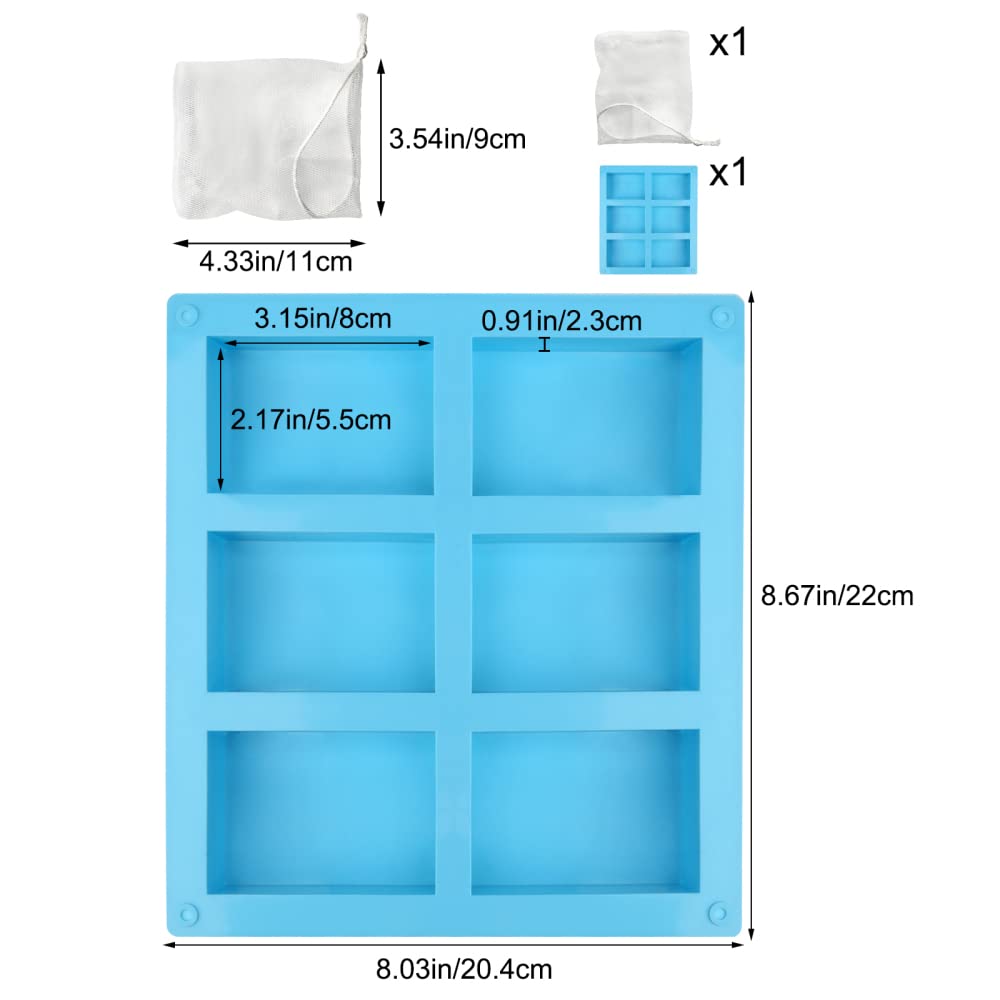 DONQL 2 Stuks Siliconen Zeepvormen, Rechthoekig, 6-Cavity