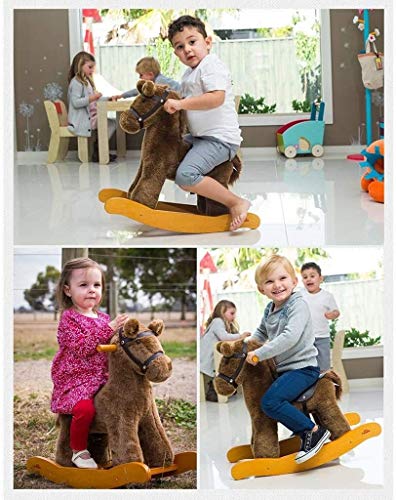 ZHANGYUEFEIFZ Schaukelpferd Plüsch Schaukeltier Pferd Rocking Horse Kinder Musikstuhl Baby Trojanspielzeug Geschenk… – Bild 5