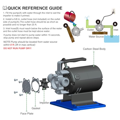 Image of TRUPOW Water Transfer Pump, 110v Utility Pump, 1 /10HP 330GPH Portable Electric Sump Transfer Water Pump with Water Hose Kit For Water Removal
