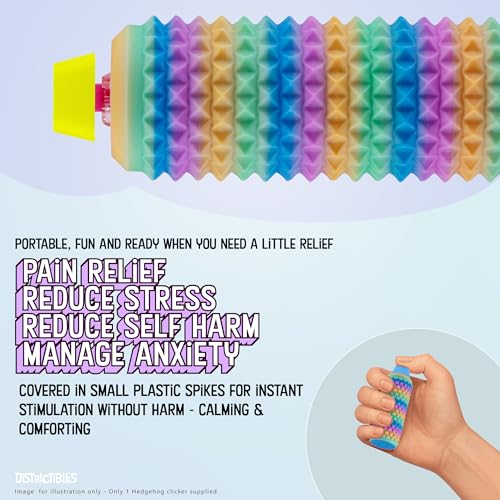 Image of Sensory Roller Fidget Toy with Clicker, Tactile Spikes for Anxiety, Stress Relief, Pain Stim, Autism & Over Stimulation with Lanyard (Rainbow)