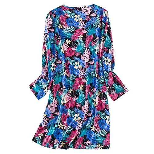 Image of American Trends Nightgowns for Women Long Sleeve Cotton Blend Sleepwear, Knee Length Night Gowns Sleepshirts House Lounge